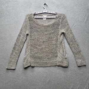 Eileen Fisher Women Sweater S Gray Cotton Nylon Cropped Sweater Long Sleeve